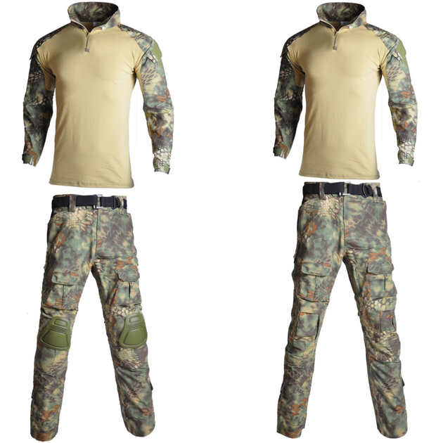 Тактичний костюм HAN WILD Jungle Python Убакс та Штани із захистом колін L Зелений Камуфляж HWP00268 - зображення 2