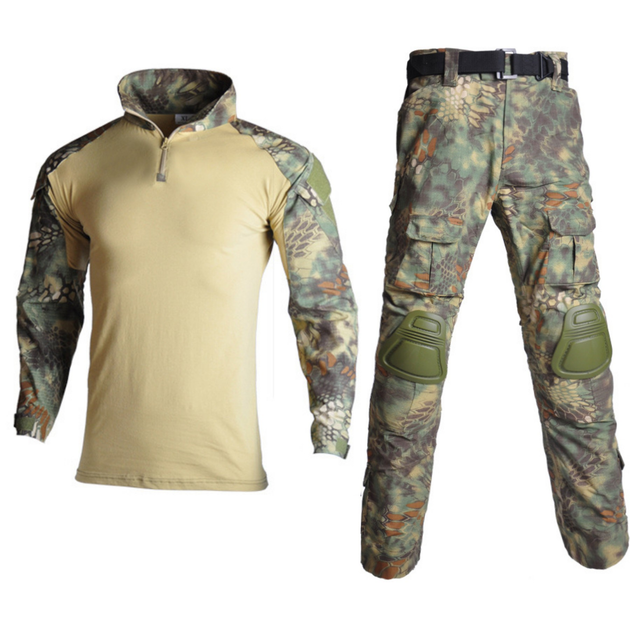 Тактичний костюм HAN WILD Jungle Python Убакс та Штани із захистом колін 2XL Зелений Камуфляж HWP00268-2 - зображення 1