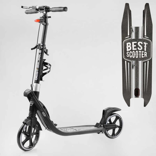Самокат двухколесный Best Scooter с фарой и амортизацией от 6 лет черный с красным L-36375 - Фото 1 Самокат двухколесный Best Scooter с фарой и амортизацией от 6 лет черный с красным L-36375 - изображение 1