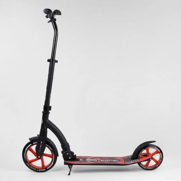 Самокат детский двухколесный Best Scooter от 5 лет с амортизацией черный с оранжевым 40860 - изображение 2