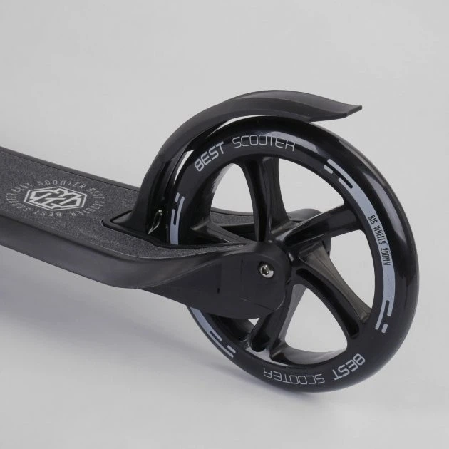 Самокат детский двухколесный Best Scooter от 8 лет широкий руль черный 72378 - изображение 4