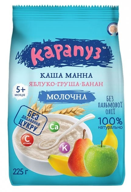 Упаковка манної каші Карапуз з фруктами 225 г х 2 шт. - зображення 2