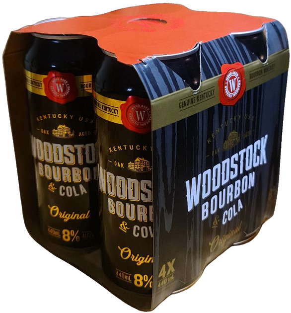 Упаковка слабоалкогольного напитка WOODSTOK 8% 0.44 л х 4 шт. (9414453905521) - изображение 1