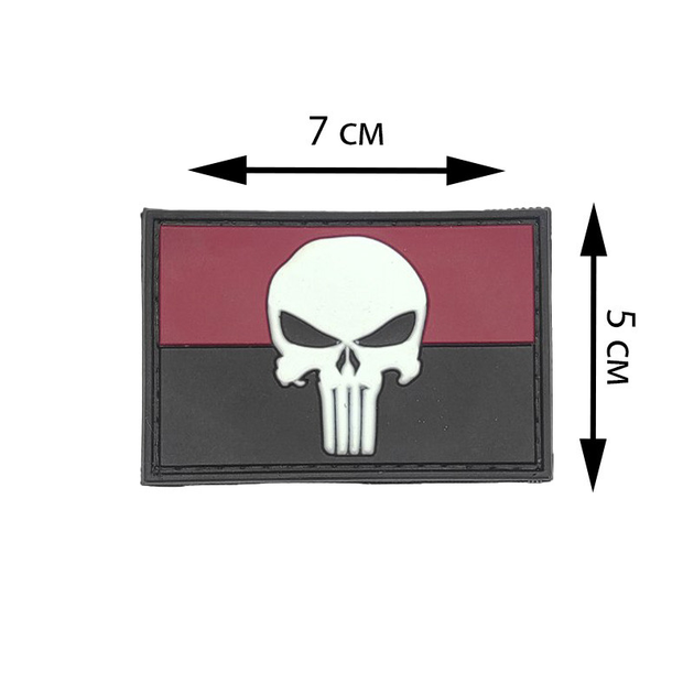 Патч из ПХВ на липучке. Шевроны из ПХВ на липучке "Каратель красно-чёрный" 102004 - изображение 2