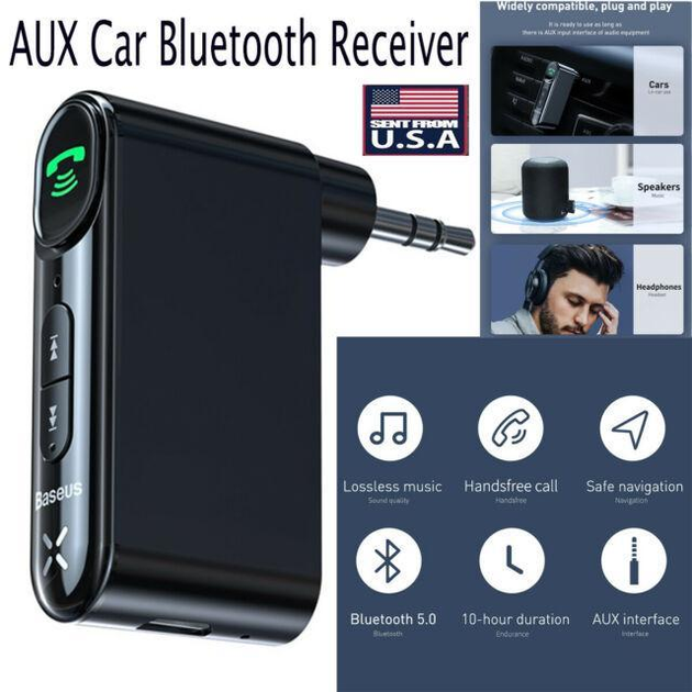 Беспроводной аукс для авто baseus bluetooth aux адаптер аудиоадаптер .