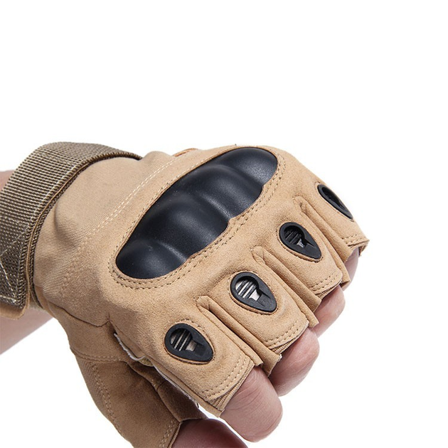 Перчатки тактические COMBAT без пальцев размер XL летние цвет песочный штурмовые - изображение 2