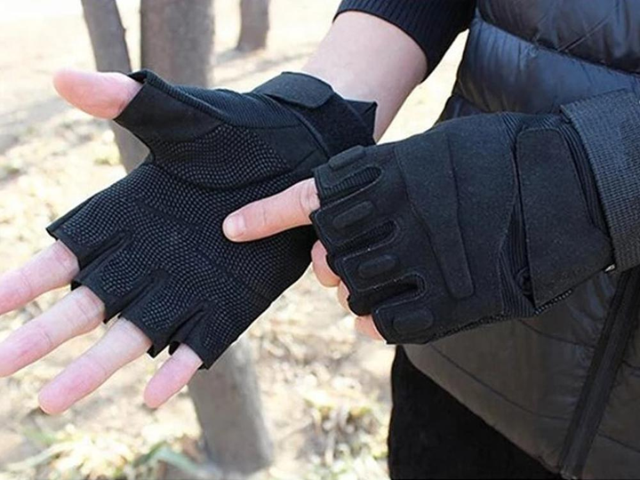 Перчатки без пальцев Oakley для мужчин армейские, военные, тактические XL Черный (1011-201-02) - изображение 2