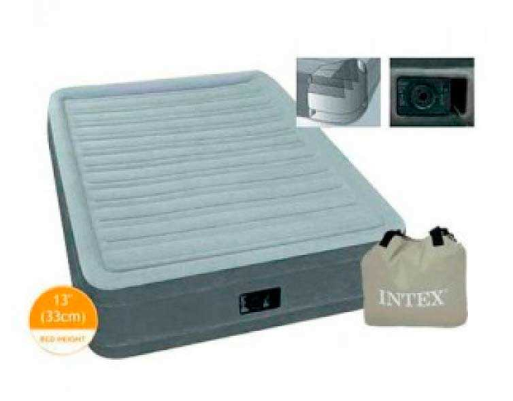  кровать-матрас Intex 67766 с насосом в комплекте, велюровая .