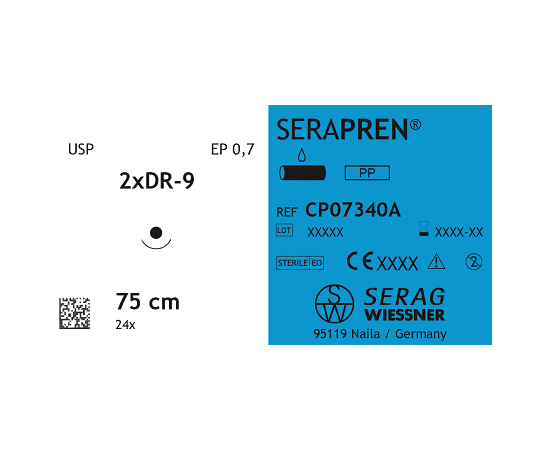 SERAPREN синій шовний матеріал монофіламентний голка голюча 1 шт. (6.0 10 мм, 1/2 кола, 50 см, Serag-wiessner, шовний матеріал), 9310-2214 - зображення 1