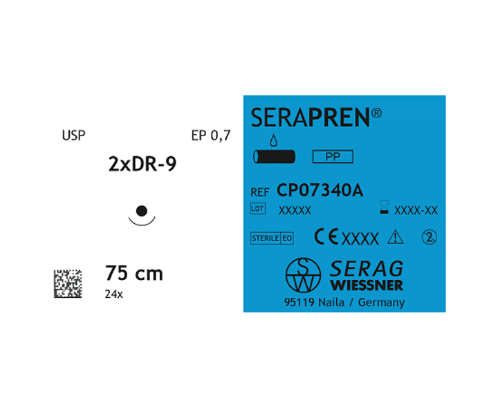 SERAPREN синій шовний матеріал монофіламентний голка голюча 1 шт. (5.0 17 мм, 1/2 кола, 75 см, Serag-wiessner, шовний матеріал), 8110-2214 - зображення 1