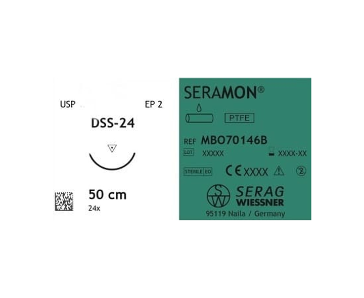 SERAMON шовный материал монофиламентный обратно-режущая игла 1 шт. (1 (5.0) 50см об.реж 15мм, Serag-wiessner, шовный материал), 8810-2218 - изображение 1