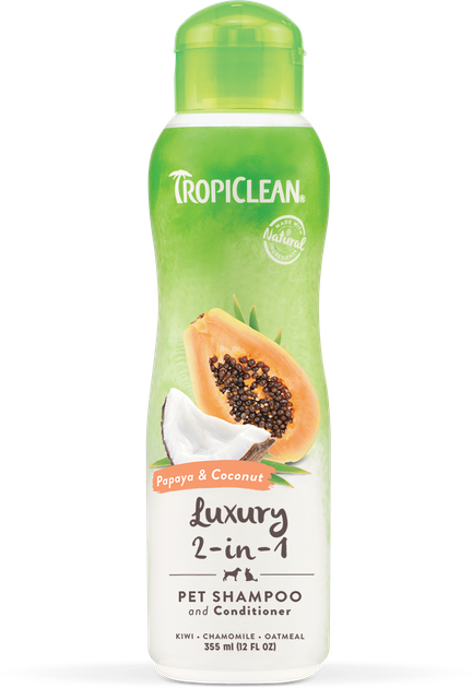 Шампунь-кондиционер Tropiclean Papaya & Coconut с кокосом и папайей для собак и кошек 355 мл 202504 - Фото 1 Шампунь-кондиционер Tropiclean Papaya & Coconut с кокосом и папайей для собак и кошек 355 мл 202504 - изображение 1