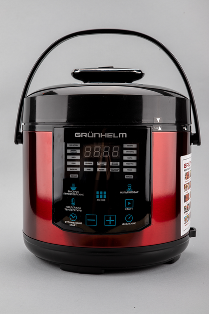 Мультиварка-скороварка Grunhelm MPC-25, 5 л, 1000 Вт, 25 программ, сенсорное управление, красно-черная - изображение 6