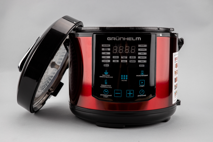 Мультиварка-скороварка Grunhelm MPC-25, 5 л, 1000 Вт, 25 программ, сенсорное управление, красно-черная - изображение 9
