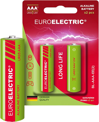 Батарейки щелочные Euroelectric AAA LR03 1.5 V blister 2 шт (BL-AAA-EE(2)) - Фото 1 Батарейки щелочные Euroelectric AAA LR03 1.5 V blister 2 шт (BL-AAA-EE(2)) - изображение 1