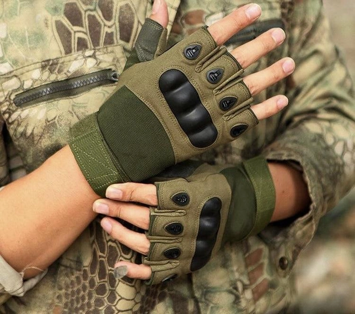 Тактические беспалые перчатки Edsy ZS-01 M Хаки - изображение 1