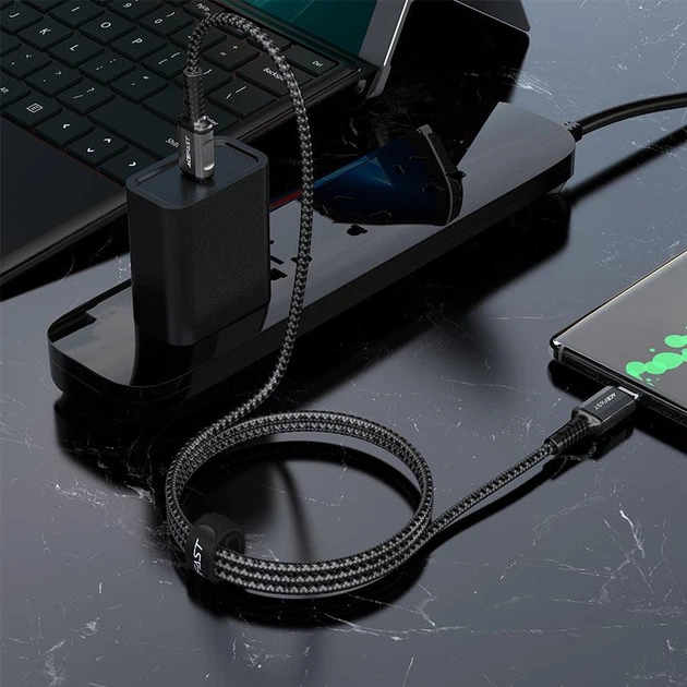 Кабель для зарядки телефона или ноутбука Type-C to Type-C ACEFAST C1-03 |60W, 3А, 120см| Черный - Фото 3 Кабель для зарядки телефона или ноутбука Type-C to Type-C ACEFAST C1-03 |60W, 3А, 120см| Черный - изображение 3