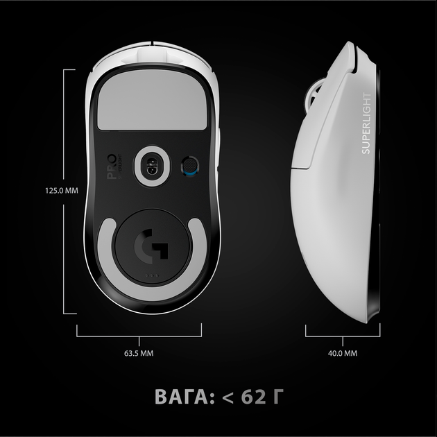 Миша Logitech G Pro X Superlight Wireless White (910-005942) - Фото 7 Миша Logitech G Pro X Superlight Wireless White (910-005942) - зображення 7