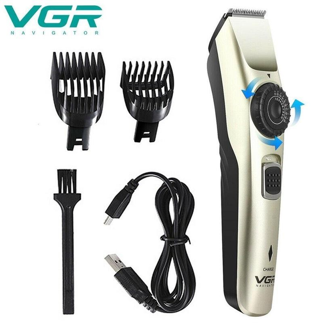 Универсальная машинка триммер для стрижки волос беспроводная VGR V-031 Pro + Щеточка для чистки - изображение 1