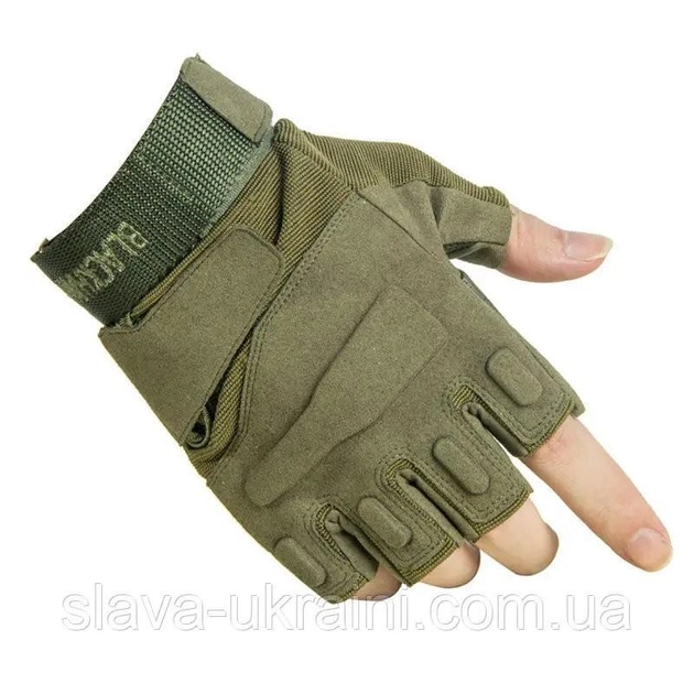 Перчатки тактические без пальцев COMBAT размер L армейские цвет хаки штурмовые летние - изображение 1