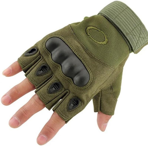 Перчатки тактические без пальцев COMBAT размер L армейские цвет хаки штурмовые с защитными вставками летние - изображение 2