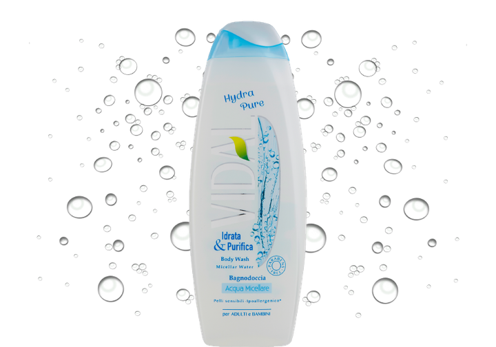 Гель для душу гіпоалергенний Vidal Micelar Water Hydra Pure 500 мл - Фото 1 Гель для душу гіпоалергенний Vidal Micelar Water Hydra Pure 500 мл - зображення 1