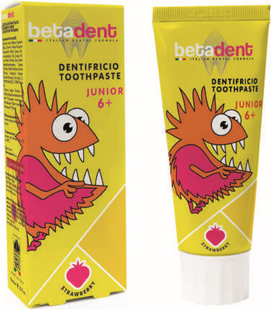 Зубная паста Betadent Strawberry Junior 6+ 75 мл (8030009300308) - изображение 1