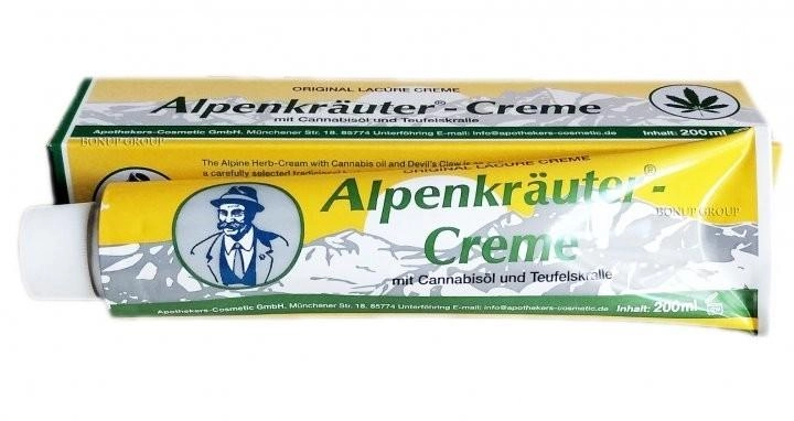 Крем для зняття болю та втоми Alpenkräuter Creme з олією конопель 200 мл - зображення 1