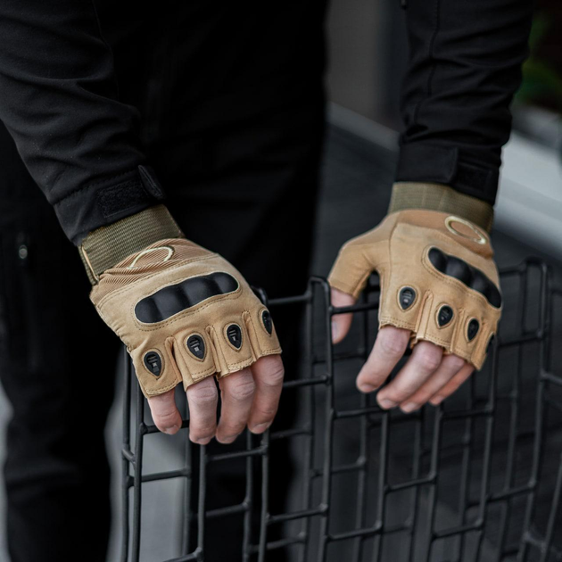 Тактичні рукавички, безпалі, з накладкою, Cayote XL - зображення 1