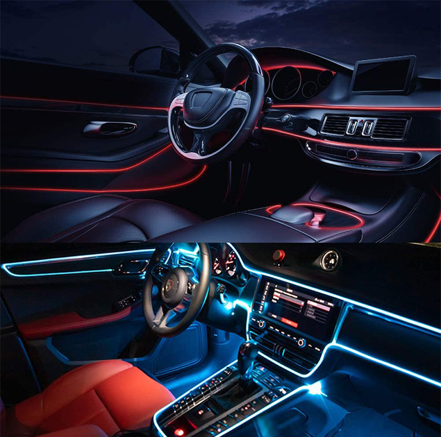 Автомобильная светодиодная ЛЕД подсветка RGB в салон автомобиля, Bluetooth управление, опто волокно - изображение 3