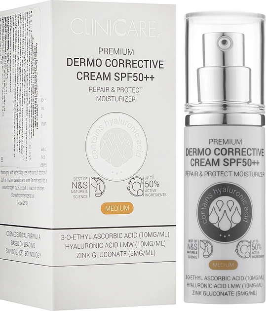Коригувальний крем 5 в 1 із саморегулювальним пігментом - ClinicCare Premium Dermo Corrective Cream SPF50++ 30ml (917074-22759) - Фото 2 Коригувальний крем 5 в 1 із саморегулювальним пігментом - ClinicCare Premium Dermo Corrective Cream SPF50++ 30ml (917074-22759) - изображение 2