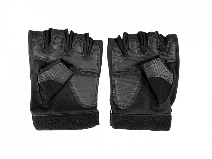 Тактические перчатки военные с открытыми пальцами Армейские перчатки с косточками цвет черный размер М 1 пара - изображение 2