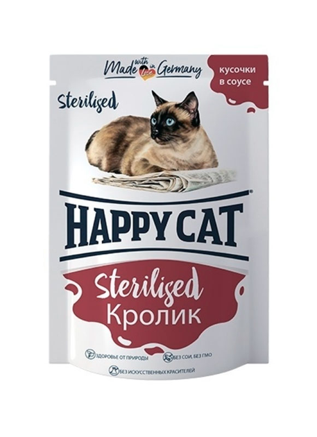 Консервований корм Happy Cat Sterilized з кроликом для стерилізованих ...