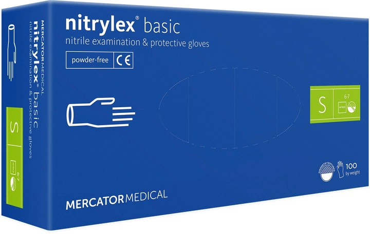 Перчатки синие Nitrylex basic нитриловые неопудренные S - изображение 1