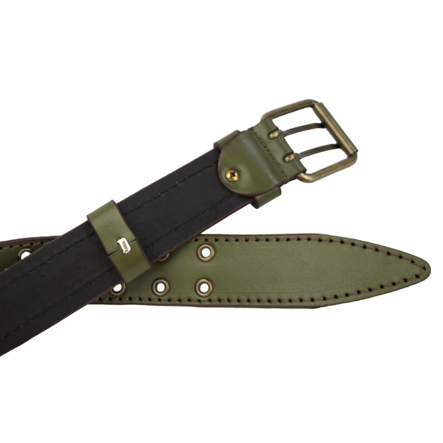 Ремень мужской кожаный хаки JK-4074 green (120 см) - изображение 6