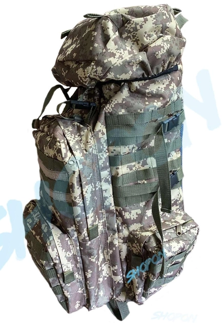 Рюкзак тактичний 70 - 80 літрів об'єм, чоловічий тактичний рюкзак 70л - 80л, водовідштовхувальний оксфорд, Bounce ar. PIX-70-80L, колір піксель коммандос - зображення 2