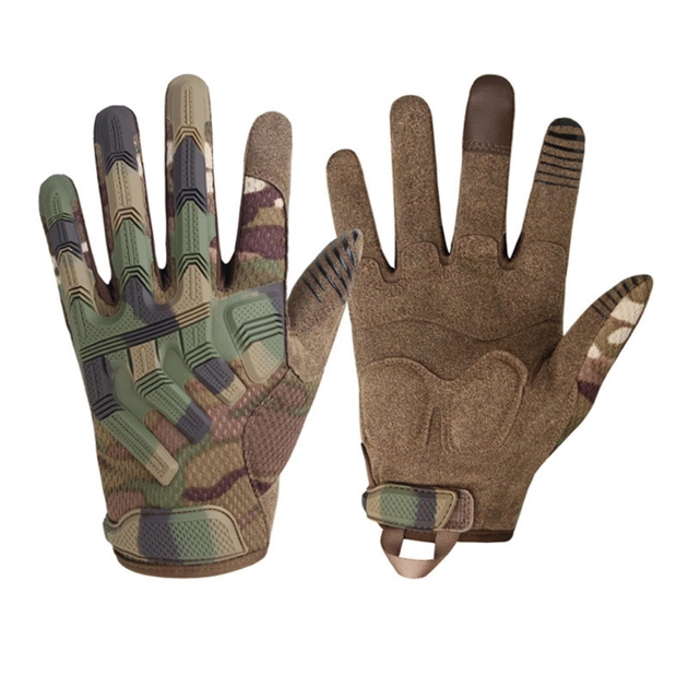 Перчатки тактические военные-армейские сенсорные PROTECTOR с защитой костяшек кулака дышащие, боевые L Multicam BM39770-1 - изображение 1