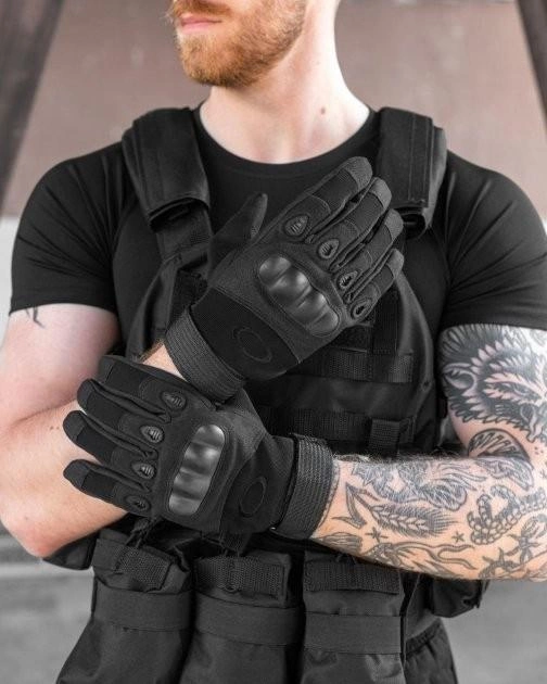 Тактические перчатки полнопалые Oakley (велорукавицы, моторукавицы) Черные М - изображение 1
