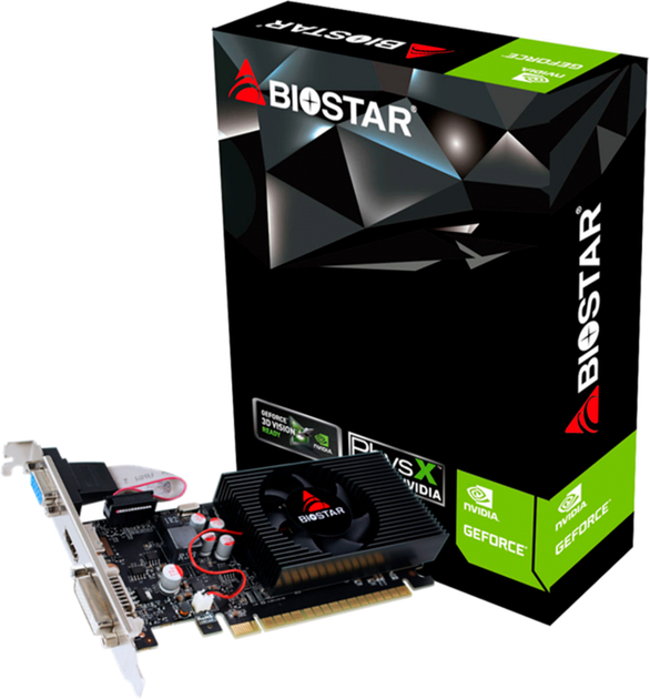 Видеокарта Biostar PCI-Ex GeForce GT 730 D3 LP 4GB GDDR3 (128bit) (700/1333) (VGA, DVI, HDMI) (VN7313TH41) - изображение 1