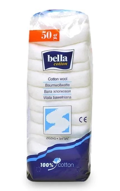 Вата бавовняна зигзаг медична гігієнічна Bella cotton 50 г 400354 - зображення 1