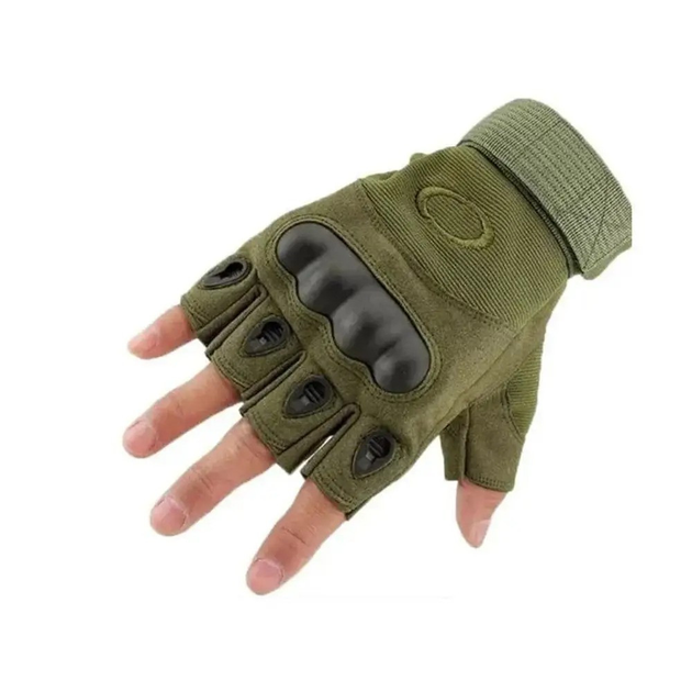 Летние тактические перчатки с открытыми пальцами с косточками Светлый Хаки - изображение 1