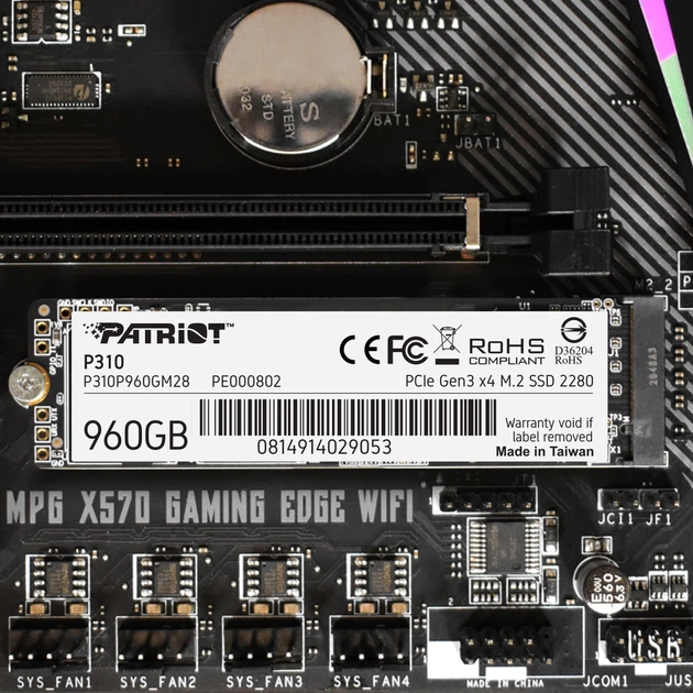 Dysk SSD Patriot P310 960 GB M.2 2280 NVMe PCIe 3.0 x4 3D NAND TLC (P310P960GM28) - Zdjęcie 6 Dysk SSD Patriot P310 960 GB M.2 2280 NVMe PCIe 3.0 x4 3D NAND TLC (P310P960GM28) - obraz 6