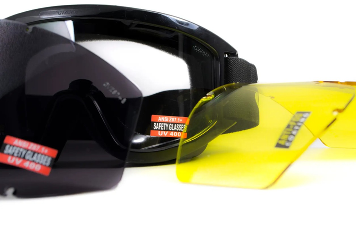 Защитные тактические маска очки Global Vision Wind-Shield 3 lens KIT (три змінних лінзи) Anti-Fog - изображение 2
