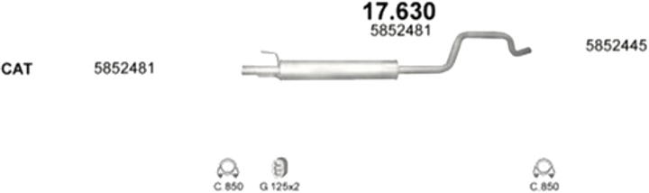 Резонатор POLMO Opel Meriva A 1.4i-16V 04-10, 1.6i 03-04, 1.6i-16V 03-10 (17.630)-(850307) (Polmo-17.630) - зображення 2