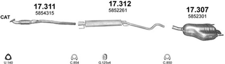 Труба POLMO Opel Astra H (17.311)-(850290) (Polmo-17.311) - зображення 2