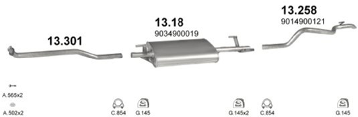 Труба POLMO Mercedes Sprinter 208/308/408 2.3 D 95-00 (13.301)-(850276) (Polmo-13.301) - изображение 2