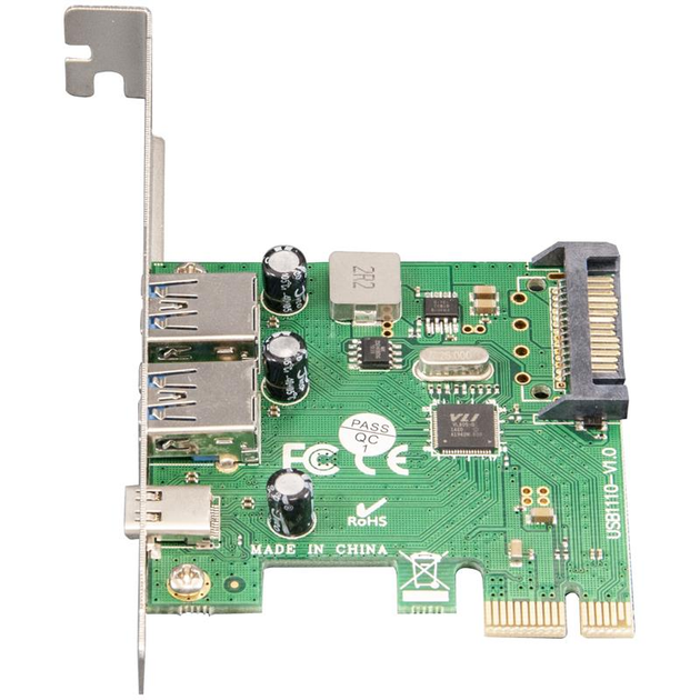 Контроллер Frime NEC720202 (ECF-PCIEtoUSB007.LP) PCI-E-2xUSB3.0+USB3.0 Type-C - изображение 1