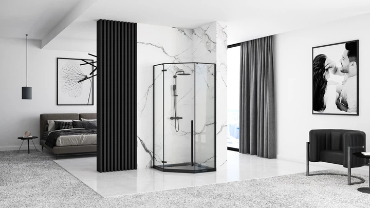 Душовий піддон REA DIAMOND 90x90 BLACK - изображение 4