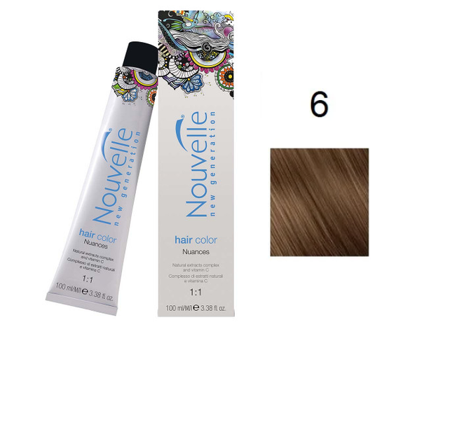 Краска для волос Nouvelle Hair Color 6 темно-русый 100 мл - Фото 1 Краска для волос Nouvelle Hair Color 6 темно-русый 100 мл - изображение 1