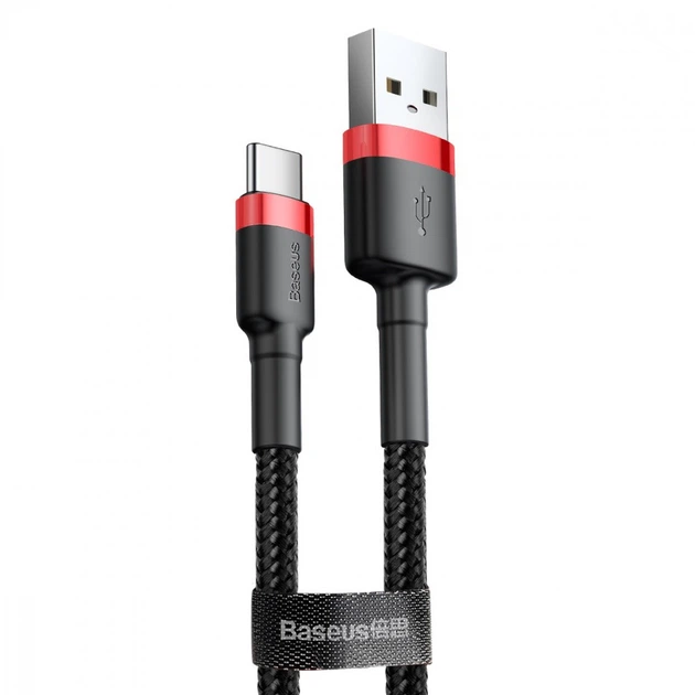 Кабель Baseus Cafule Type-C 2A (3m) red/black - зображення 8